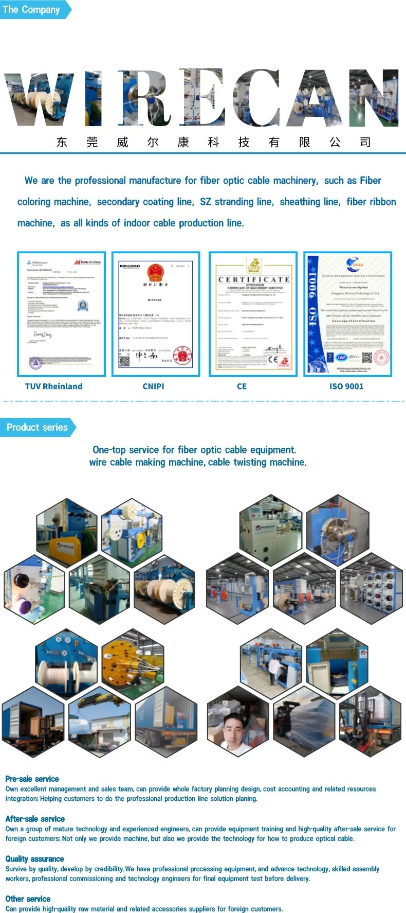 Sz Twisting & Cabling Manufature Equipment for Optical Cable