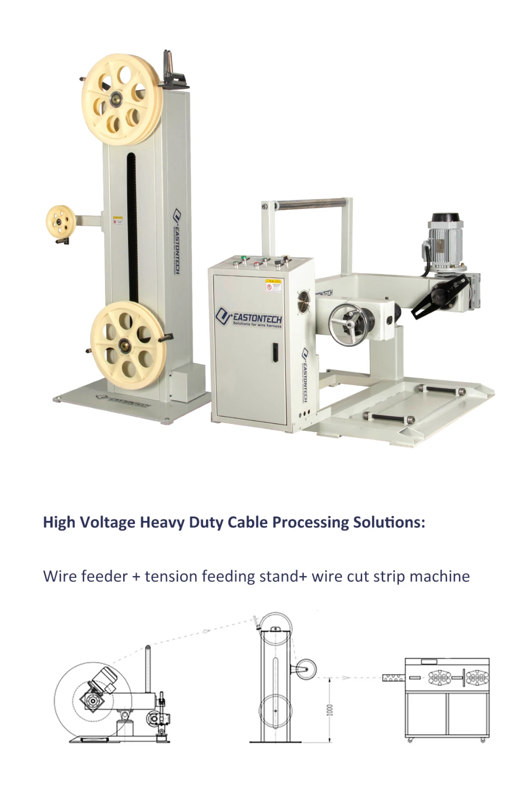 Eastontech Automatic Spool Wire Pay off Machine Cable Wire Feeding Machine Feeder Machinery Wire Tray Width 250-500mm